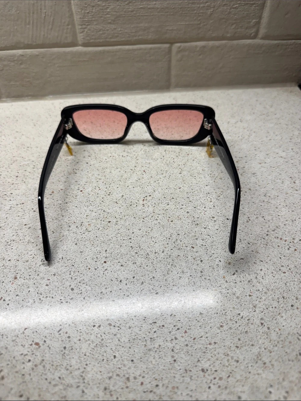 DIFF x Clueless Black Frame Sunglasses with Pink Lenses w/ Case and Cleaning Rag